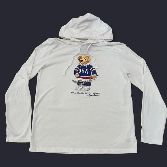 NWT Polo Ralph Lauren Bear Sweatshirt hoodie Medium - Picture 1 of 8